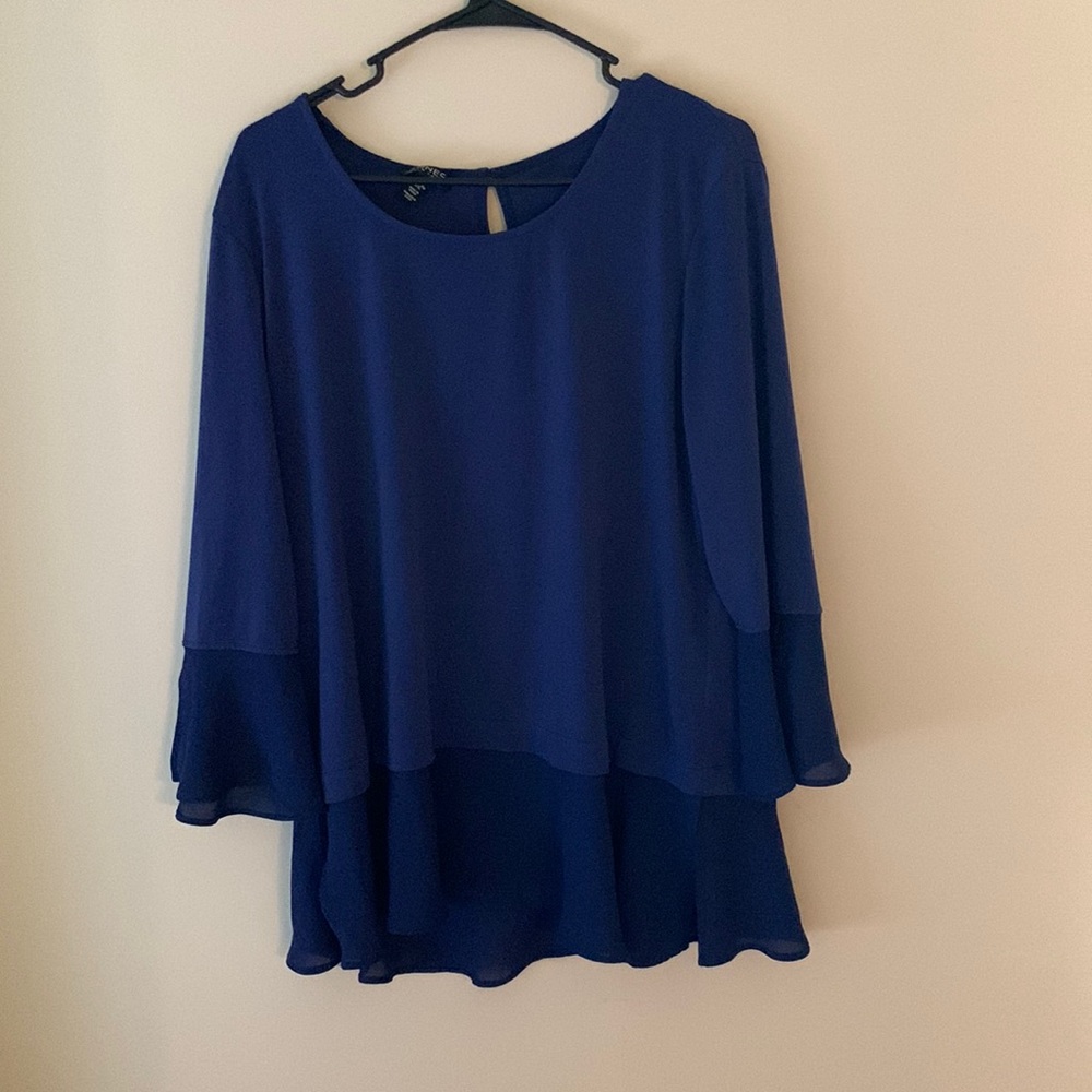 Blue flowing blouse